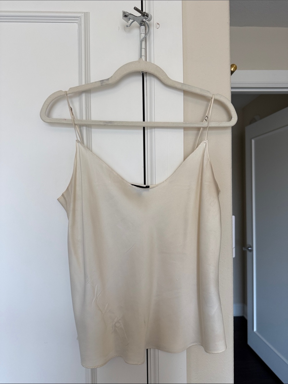 J. Crew Silk-Blend Cream Spaghetti Strap Tank